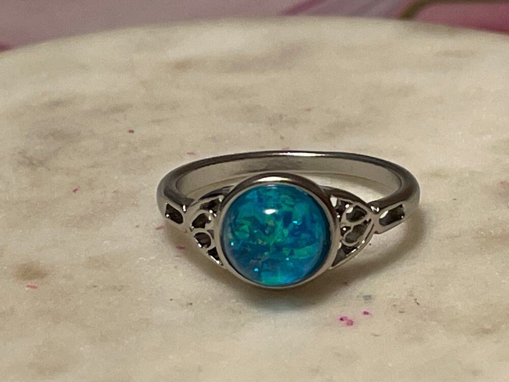 Fashion ring glitter silver tone 8